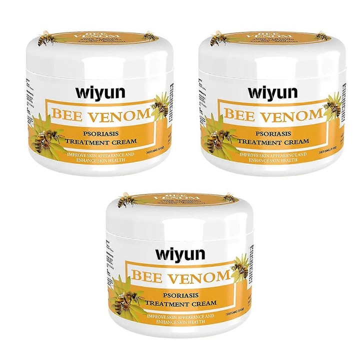 Set 3 creme cu venin de albine pentru psoriazis, 30g, 3.8x3.8cm, anti-mancarime, pentru toate tipurile de piele