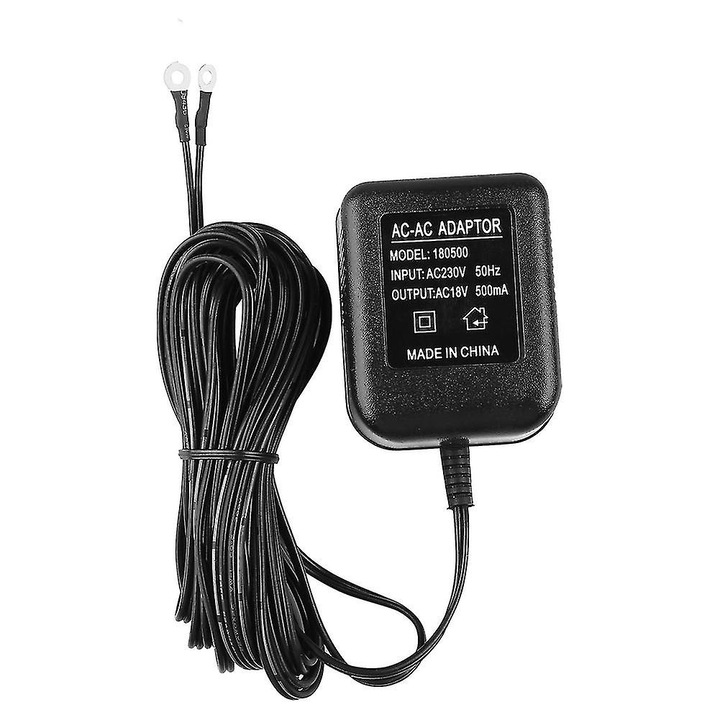 Adaptor de alimentare pentru sonerie AC, 18V 500mA, cablu 10m, culoare neagra
