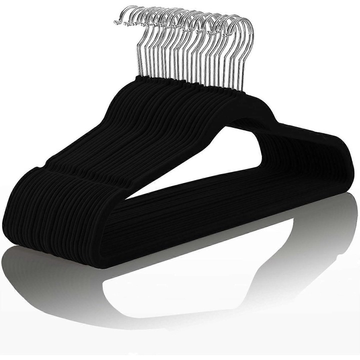 Umerase pentru haine set 10 bucati, design subtire, non-alunecare, culoare ivory, carlige aurii, dimensiuni 17.5x0.2x9 inch