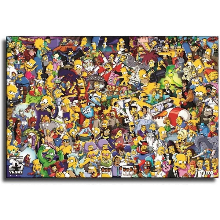 Puzzle készlet 300/500/1000 darabos, Simpson család szereplőkkel, 38x26cm, 52x38cm, 75x50cm
