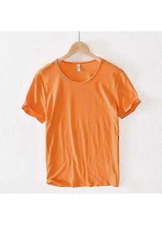 Férfi póló, narancssárga, pamut, slim fit