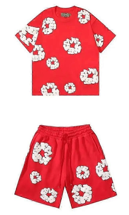 Férfi rövidnadrág/póló szett, Piros, Poliészter, 2XL INTL