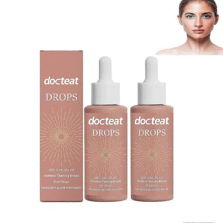 Önbarnító cseppek 60ml, 2 darabos szett, napozás nélkül, tápláló formula, 12.6x3.2x3.2cm Docteat