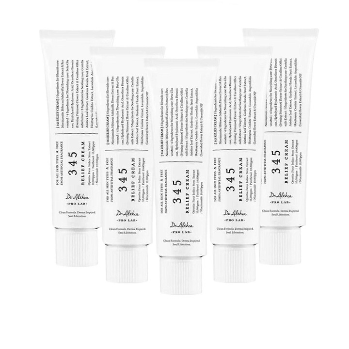 Комплект хидратиращи кремове 345 Relief, 50гр, за чувствителна и склонна към акне кожа, дълбока хидратация, 5 броя