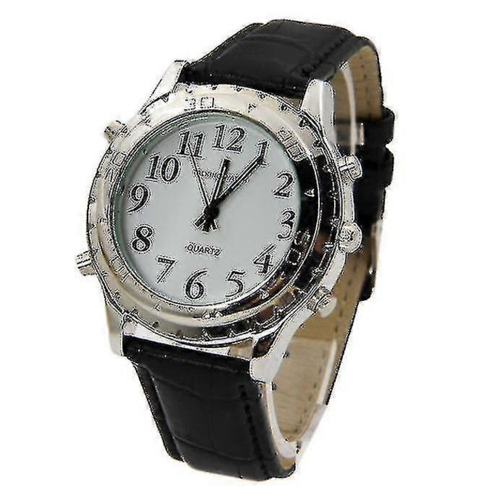 Dekoratív óra, 40 mm, ezüst, beszélő funkcióval, kvarc szerkezet, 245 mm-es szíj