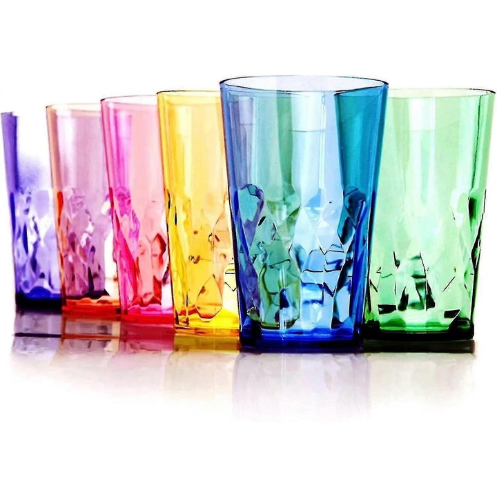 6 darabos Tritan műanyag pohárkészlet, 19 oz, átlátszó, törésálló, 9x6.5x14cm