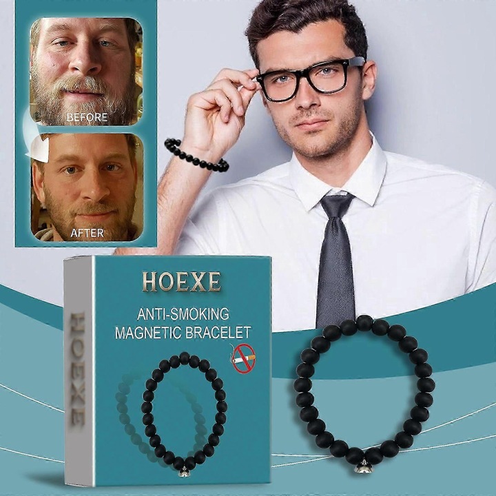 Bratara magnetica anti-fumat, ajustabila, pentru barbati si femei, rosie