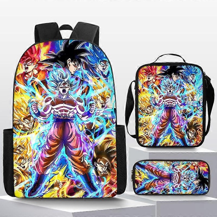 Dragon Ball hátizsák, 3 részes szett, többszínű, iskolába