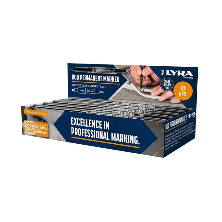 Перманентен маркер Дуо 0,5-1мм, комплект 10 бр., LYRA