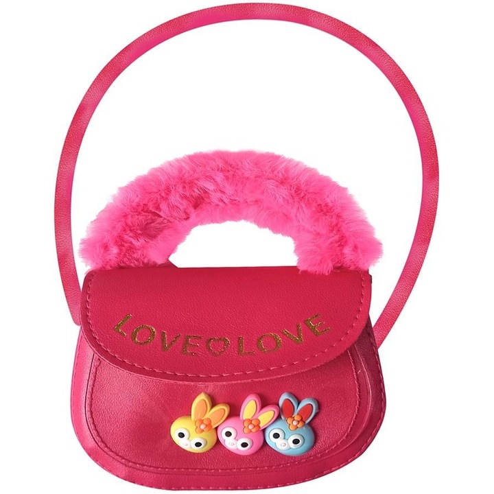 TRIFOX kislány táska, rózsaszín, nyuszi applikációkkal, 14x13x4 cm