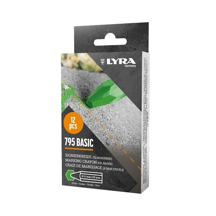 Creioane colorate LYRA Economy 795, verde, set 12 bucati