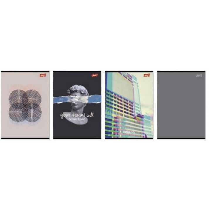 Caiete A4 UNIPAP, 5 bucati, 96 pagini, margine albastra, hartie 70 g/m2