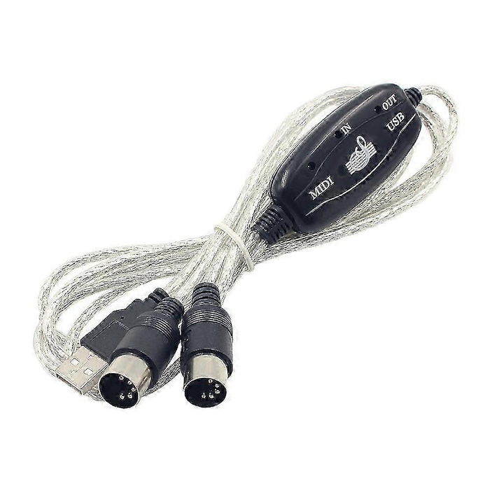 Cablu MIDI USB pentru conectare PC la keyboard muzical, 2m, 16 canale input/output