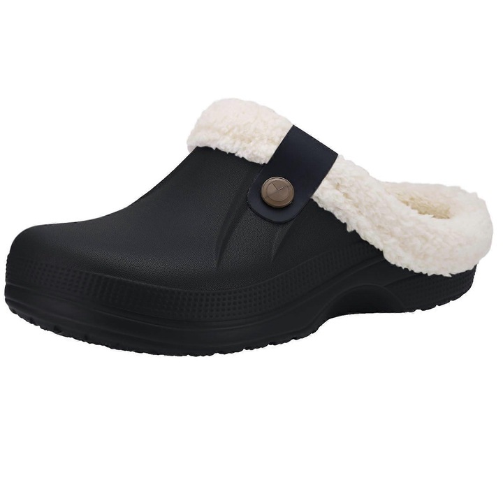 Papuci de iarna, antiderapanti, impermeabili, negru, bumbac, 35-36 EU