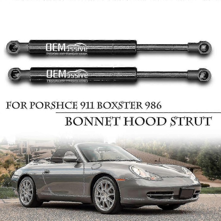 2 db Fém Motorháztető Gázrugó Készlet Porsche 911 996 (1999-2004) és Boxster 986 (1996-2004) modellekhez, Fekete