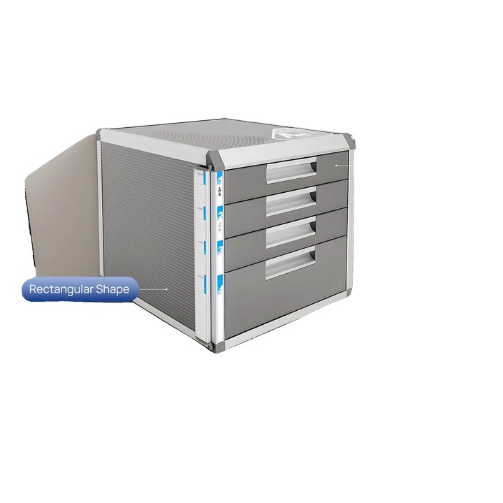 Поставка за документи, 4 чекмеджета, 31.5x35x29.8 см, сребристосив, 4.1 кг