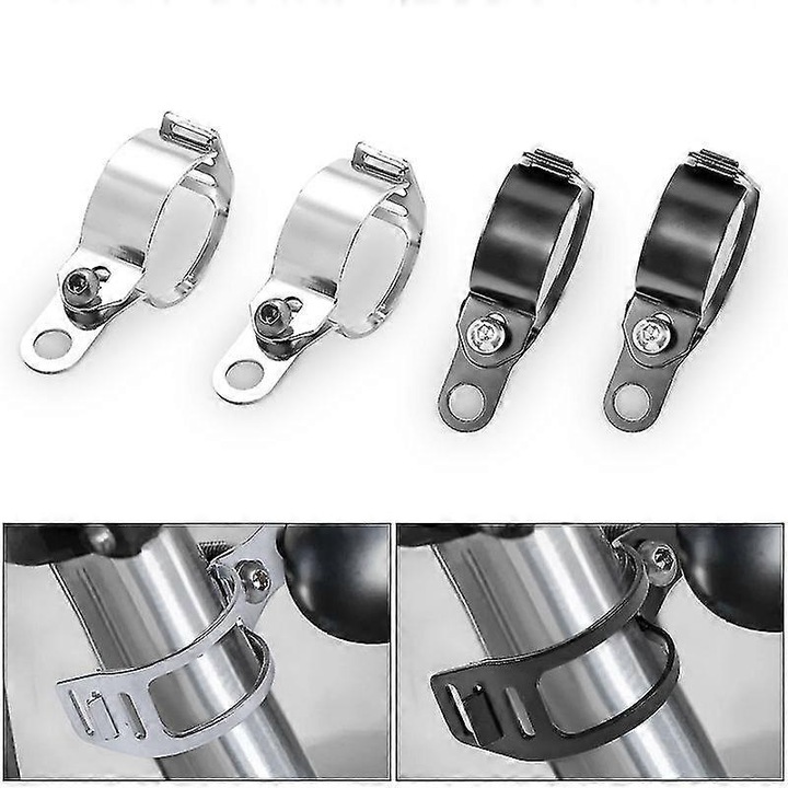 Стойка за мигачи на мотоциклет, метална, 35-51мм, черна/сребриста, комплект 2 броя