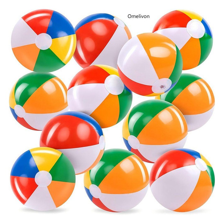 Omelivon, 12 db felfújható strandlabda szett, többszínű