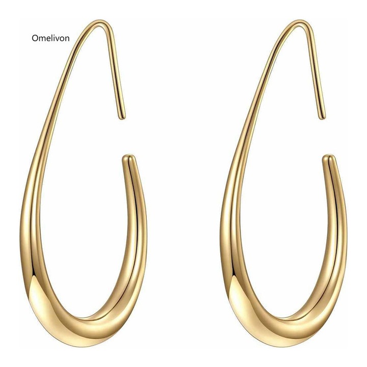 Női nyitott ovális fülbevaló, Omelivon, 14k arany, hipoallergén, 30x40mm