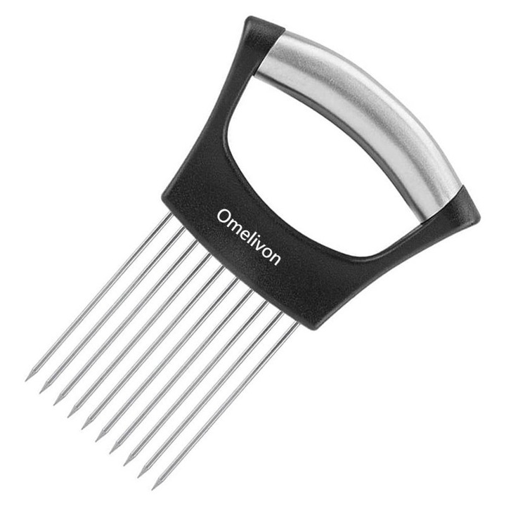 Feliator de ceapa din otel inoxidabil, Omelivon, design inteligent, maner antiderapant, usor de curatat