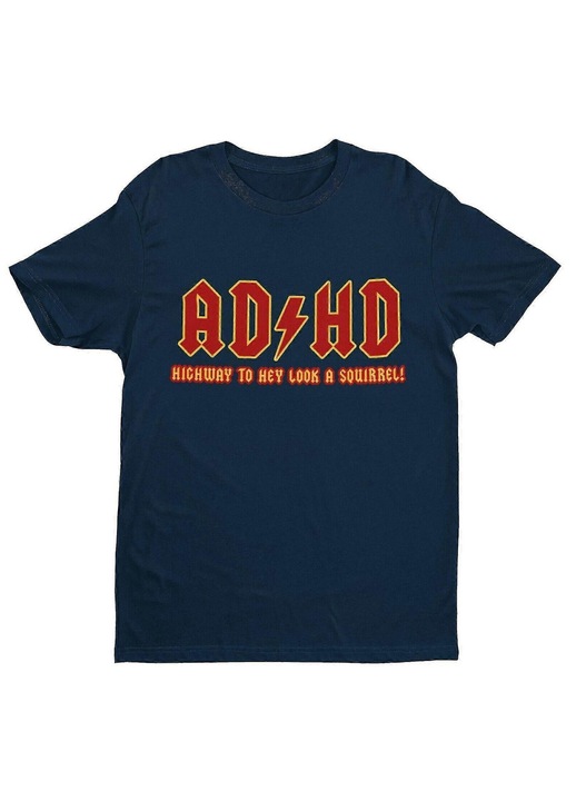 Férfi póló, ADHD Highway to Hey rock stilusu - 46487, Piros/Tengerészkék