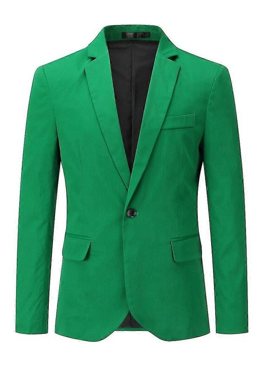 Sacou casual business, solid, verde, 70% poliester, 30% fibra de viscoza, 3XL INTL