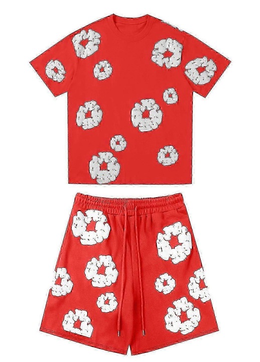 Set tricou/pantaloni scurti dama, Poliester, Rosu, L INTL