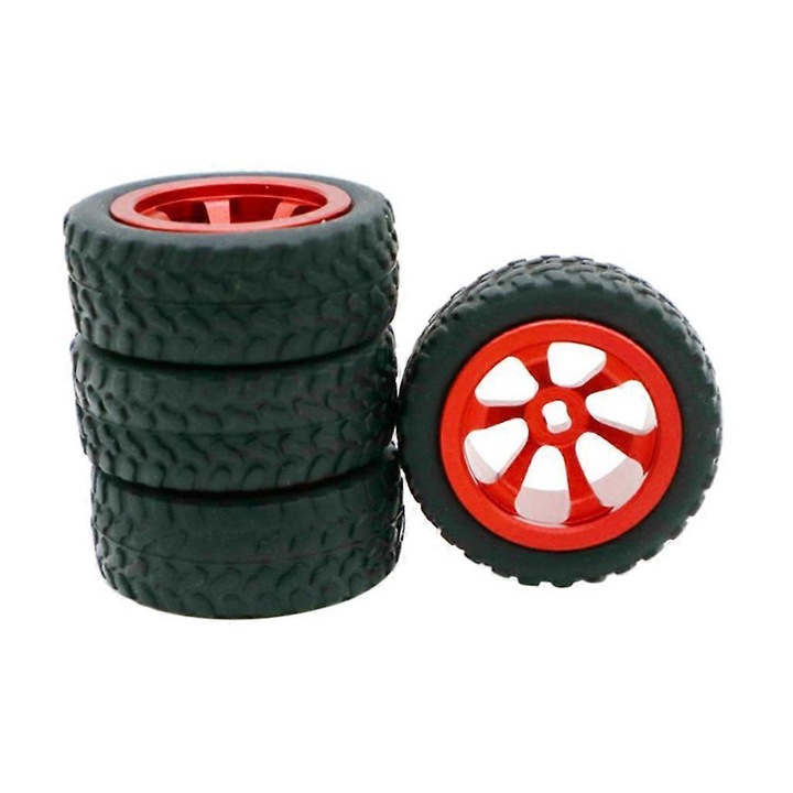 Set 4 roti metalice antiderapante pentru masinute RC 1:28, K969 K989 P929, 2.5cmx0.6cm, multicolor