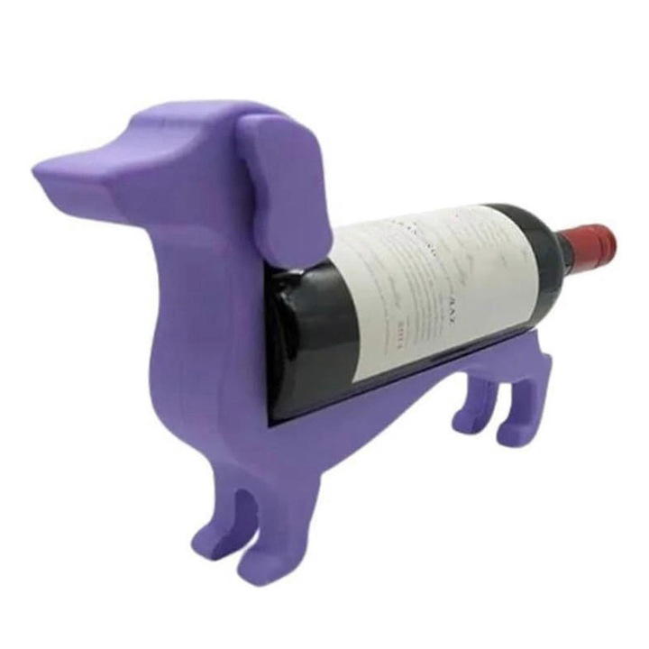 Borosüveg tartó, tacskó kutya, dekoratív, 18x14x8.5cm, fából, kézzel festett