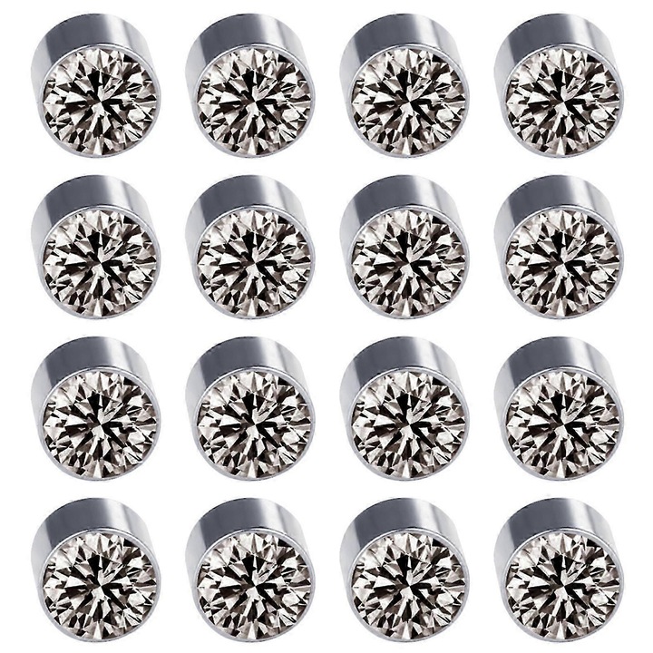 Set 8 perechi cercei magnetici unisex din otel titan, eleganti, multicolor, 6x4mm