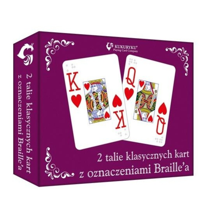 KUKURYKU társasjáték készlet, klasszikus Braille-jelzésű kártyák, 2x54 lapos készlet