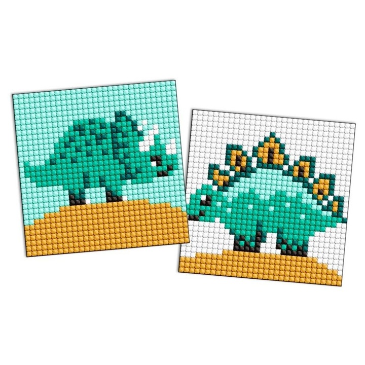Set de artizanat ideyka, mozaic cu diamante, 2 baze autocolante, multicolor, dinozauri