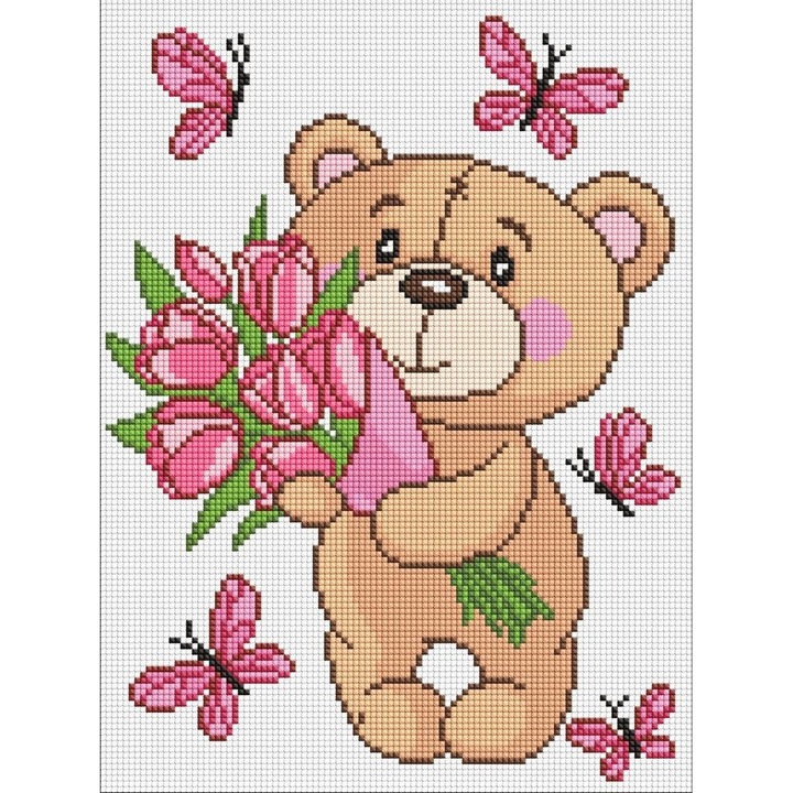 Set de artizanat ideyka, mozaic cu diamante, ursulet dragut, 30x40 cm