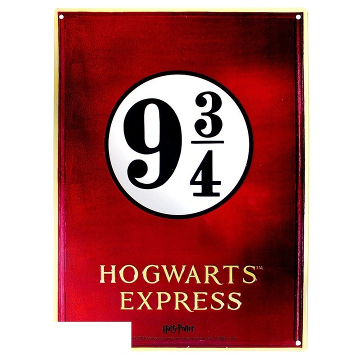 Fém tábla, HARRY POTTER, 9 3/4-es peron, 28x38, Kampóval