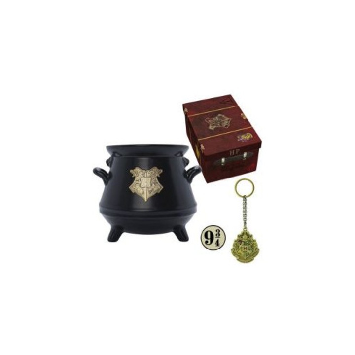 Комплект премиум 3D чаша, 3D ключодържател, Значка "Hogwarts' suitcase", HARRY POTTER