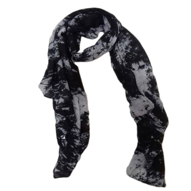 Esarfa moderna imprimeu cu aspect marmorat, D&J Exclusive, alb/negru