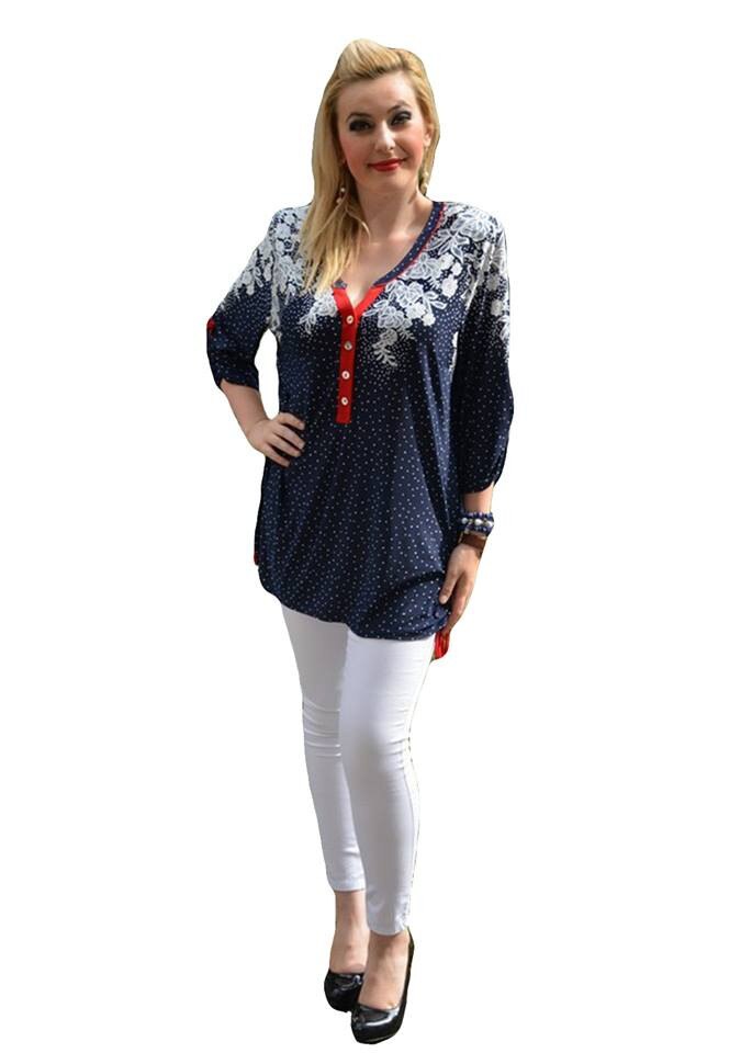 Bluza trendy cu design,D&J Exclusive, Albastru marin