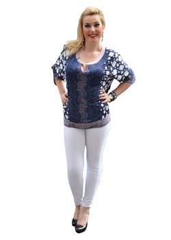 Bluza deosebita cu maneca scurta, cu manseta la baza,D&J Exclusive, Bleumarin Bluza deosebita cu maneca scurta, cu manseta la baza,D&J Exclusive, Bleumarin