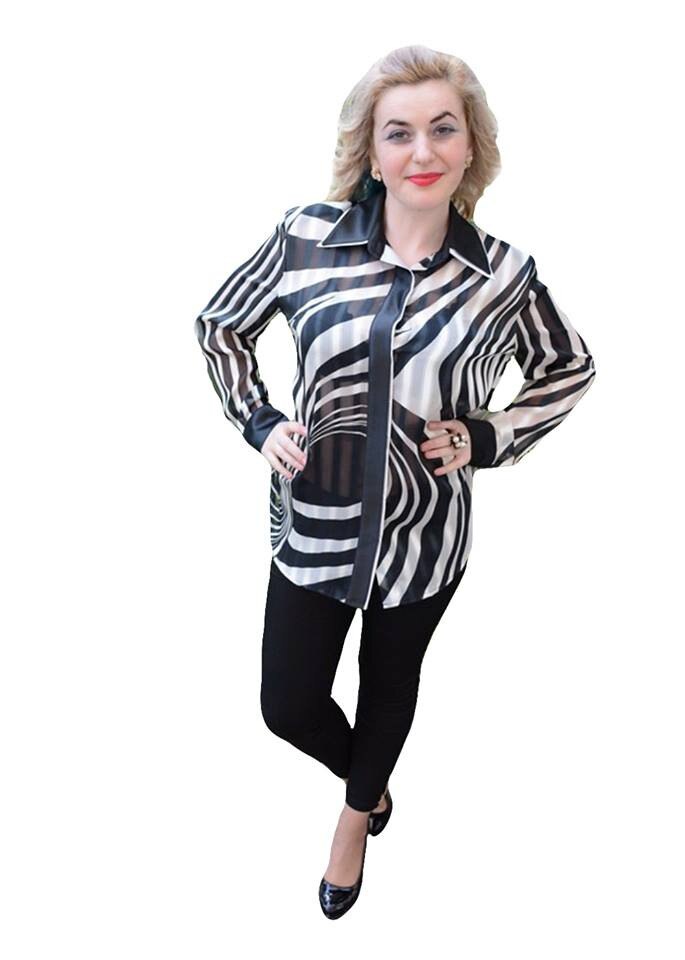 Camasi cu maneca lunga, nasturi ascunsi,D&J Exclusive,Negru-Alb,48EU