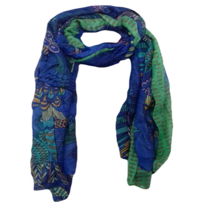 Esarfa moderna din vascoza, D&J Exclusive, albastra/verde