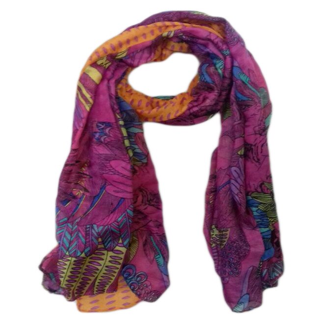 Esarfa moderna din vascoza, D&J Exclusive, portocaliu/roz