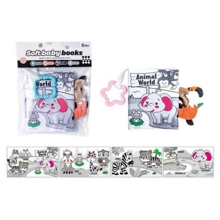 Cartulie interactiva pentru bebelusi, SWEDE, alb-negru, elemente suieratoare, ilustratii cu animale