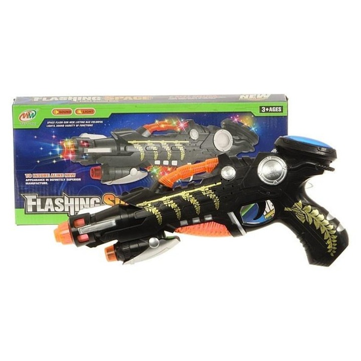 Pistol de jucarie ADAR cu lumini 3D si sunet, 32,5x15x5cm