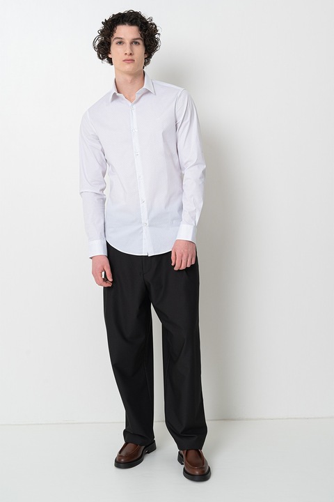 CALVIN KLEIN, Слим риза, Бял/Светлосин