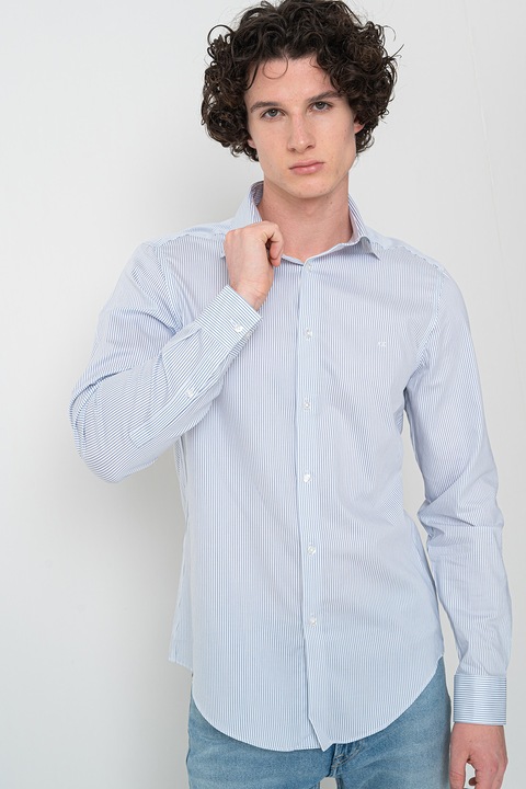 CALVIN KLEIN, Normál fazonú hajszálcsíkos ing, Fehér/Púderkék