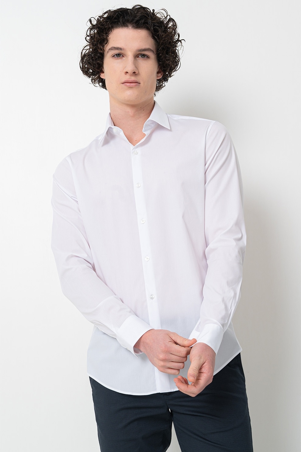 CALVIN KLEIN, Camasa slim fit cu guler ascutit, Alb, 39