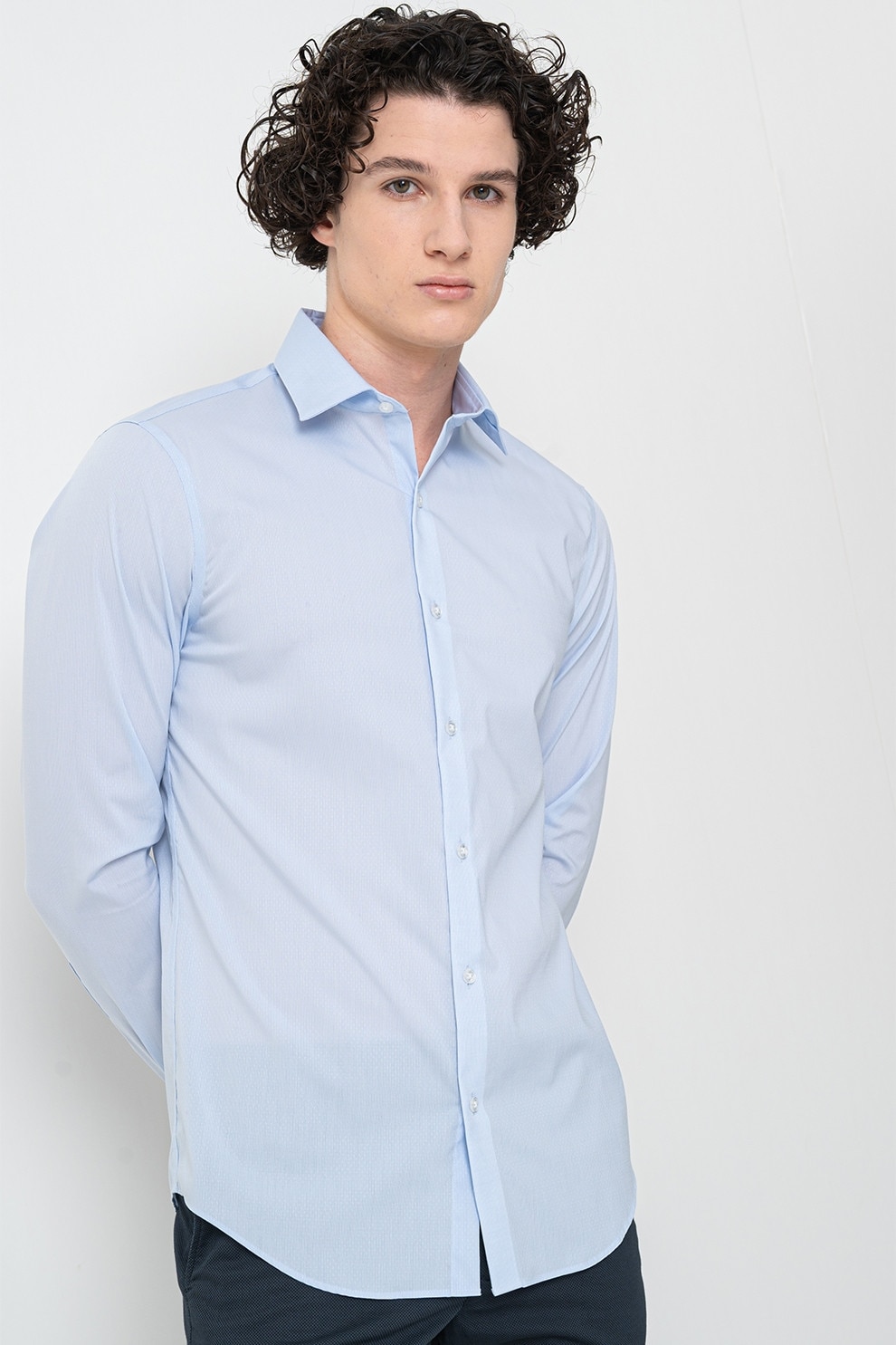 CALVIN KLEIN, Camasa slim fit cu aspect texturat, Albastru deschis, 38