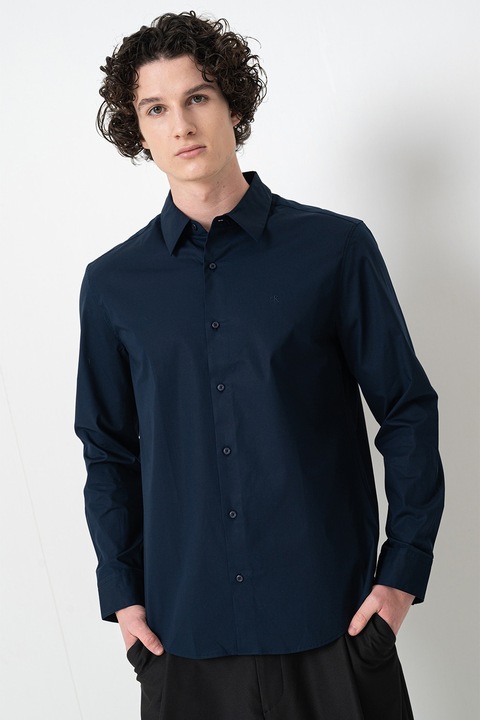 CALVIN KLEIN, Pamuttartalmú ing, Tengerészkék