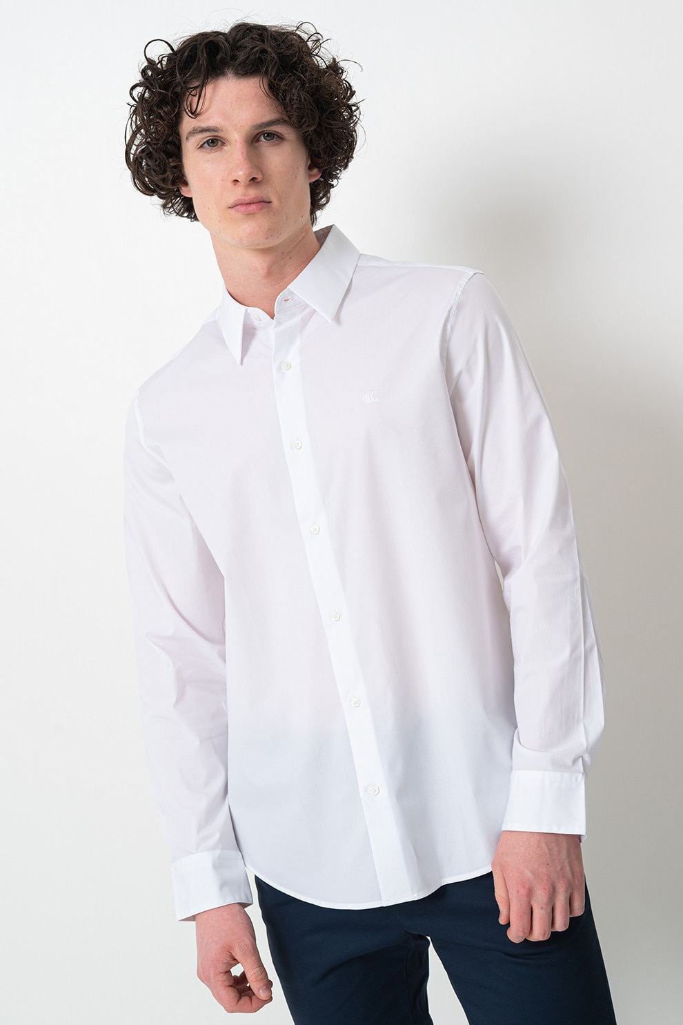 CALVIN KLEIN, Camasa din amestec de bumbac, Alb, M