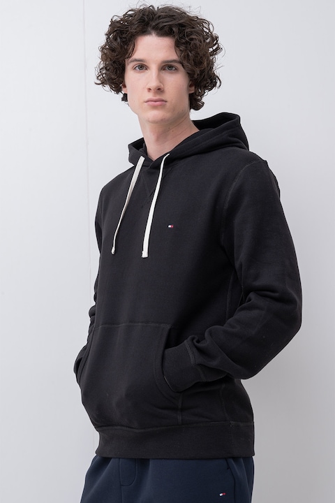 Tommy Hilfiger, Hanorac cu buzunar kangaroo, Negru